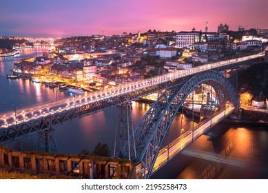 Sunset Of Porto Bridge, Portugal