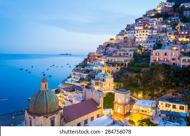 Sunset In Positano, Amalfi Coast, Salerno - Naples, Italy