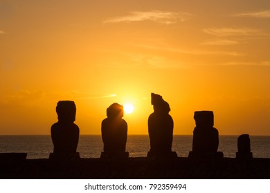 Sunset In Rapa Nui (Easter Island), Chile