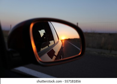 Sunset In A Rear View Mirror