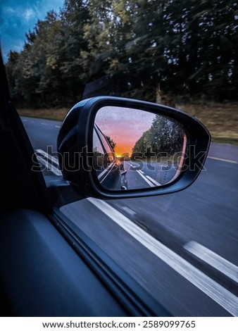 Sunset in the rear view mirror