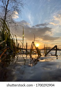 sunset reflected in the water