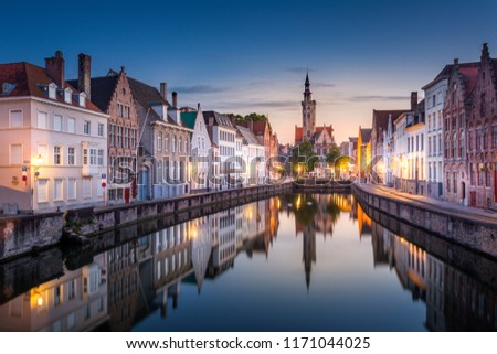 Sunset and reflection in Bruges