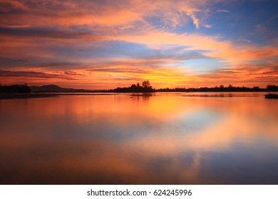 Sunset Reflection At Kampung Gayang, Sabah, Borneo