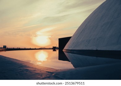 Sunset reflection in the museu pool