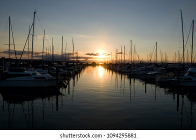 Sunset Reflection At The Tauranga Port