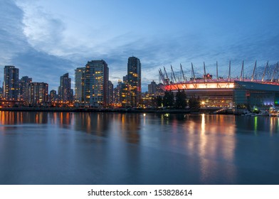 Sunset And Reflections Of Downtown Vancouver And BC Place