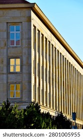 Sunset reflections on the facade of Wroclaw University of Science and Technology building