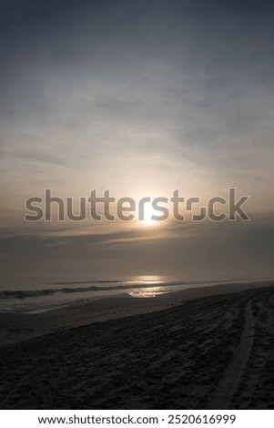 Image, Stock Photo Sunset reflections at Praia Emilia’s rocky beach