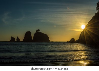 Sunset At Rialto Beach, Olympic Peninsula, WA, USA