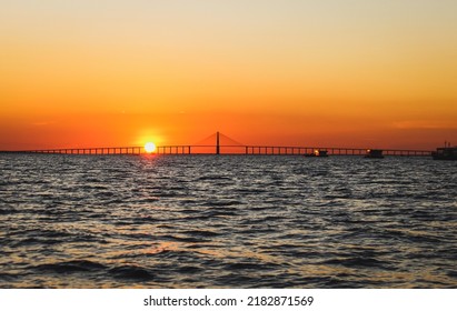 Sunset Rio Negro Bridge Manaus