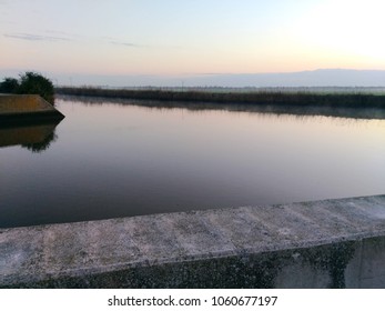 sunset in the river