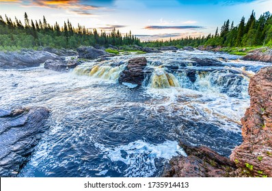 Sunset River Rapids Waterfall Landscape