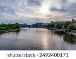 Sunset at riverfront in Wilmington at sunset, Delaware, USA	