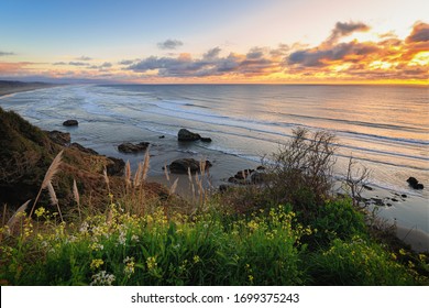 Sunset At A Rocky Northern California Beach