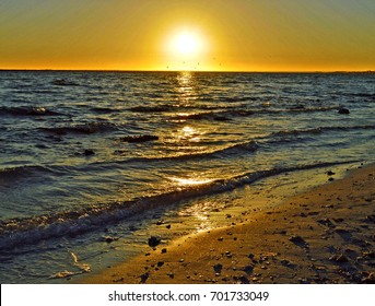 Sunset At Rocky Point Beach In Tampa Florida.