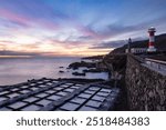 Sunset at salination fields Fuencaliente at La Palma, Canary Islands