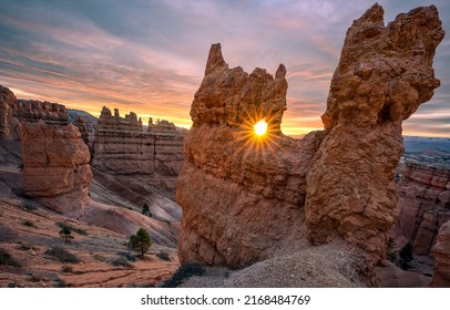 Sunset in sandstone canyon landscape. Canyon at sunset. Sandstone canyon at sunset. Sunset canyon view - Shutterstock ID 2168484769