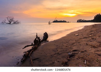 sunset at the sandy beach