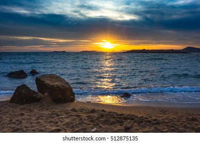 Sunset in a sandy beach