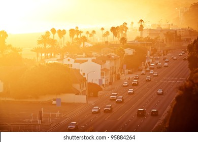 Sunset At Santa Monica Beach