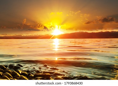 Sunset scene on the lake at sunset autumn nature landscapes - Powered by Shutterstock