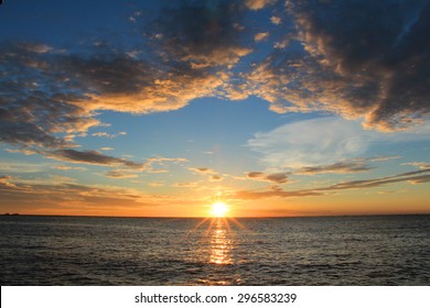 Sunset scene in the sea 