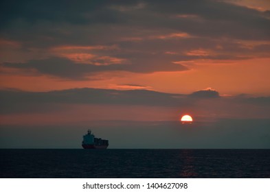 Sunset Scenery At Thermaic Gulf In Thessaloniki ,Greece