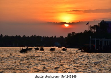 The sunset at the sea
