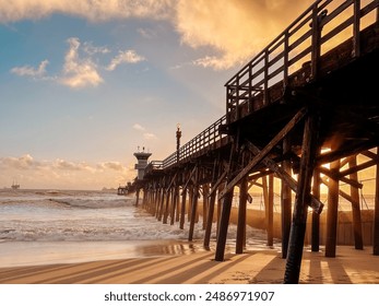 Sunset at Seal Beach Pier  - Powered by Shutterstock