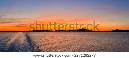 Sunset seen from cruise ship in Norway