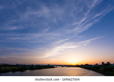 Sunset seen from the river