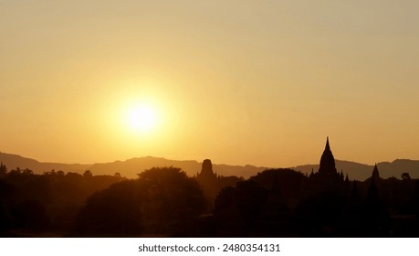 Sunset Serenity: Temples of Bagan, Myanmar in Golden Hour Glow        - Powered by Shutterstock