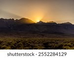 Sunset Shines Over Mountain In California 