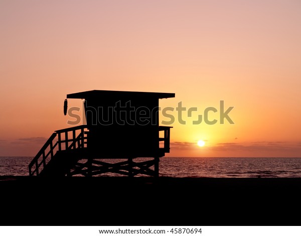 Sunset Shot Baywatch Lifeguard Tower Malibu Stock Photo Edit Now 45870694