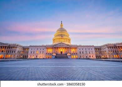 Sunset shot of The United States Capitol Building in Washington, DC. USA American landmark 