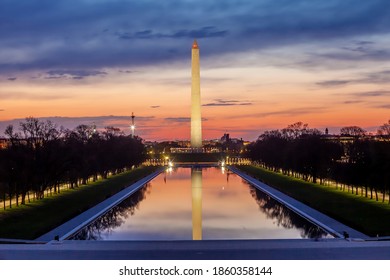 Sunset shot of Washington monument in Washington, D.C. USA 