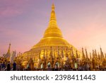 Sunset Shwedagon Pagoda of Myanmar