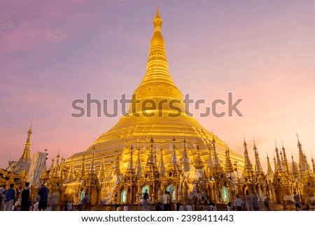 Sunset Shwedagon Pagoda of Myanmar