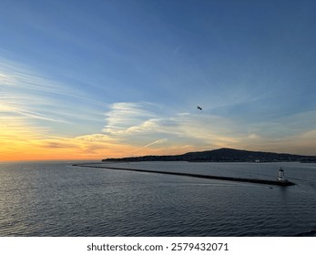 Sunset side with a lighthouse landscape 