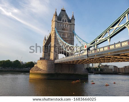 Sunset side view of the bridge that is gorgeous.