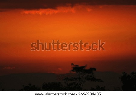 Sunset silhuette with dramatic sky light.