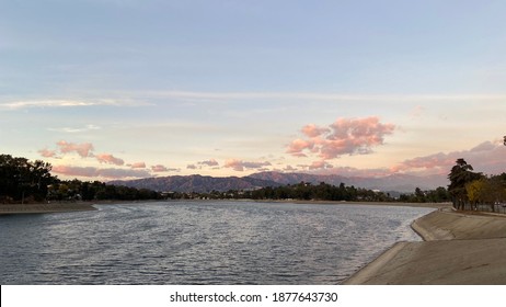 Sunset At Silver Lake Los Angeles California. During COVID-19 December 15 2020