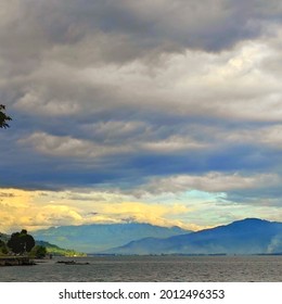 Sunset In Singkarak Lake And Surrounded By Mount Talang And Bukit Barisan Mountains, West Sumatera, Indonesia