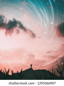 sunset the sky