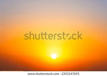 Sunset sky clear sunset sky with no clouds, sun and sun rays