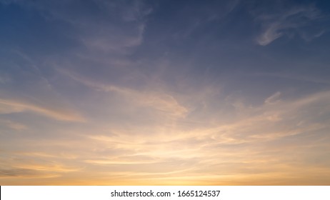 Sunset sky and clouds abstract background. Copy space of nature and environment.