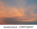 Sunset Sky with Clouds and Power Lines