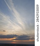 Sunset sky with dramatic sun rays
