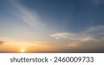 Sunset sky in the evening with orange sunlight and blue sky background, Horizon sky in Summer Backgrounds 